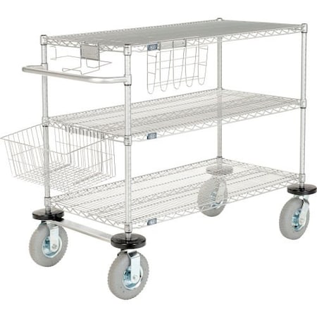 Nexel Curbside Cart, Nexelate , 60L x 18W x 40H, 3 Wire Shelves, Polyurethane Casters CS18603EP